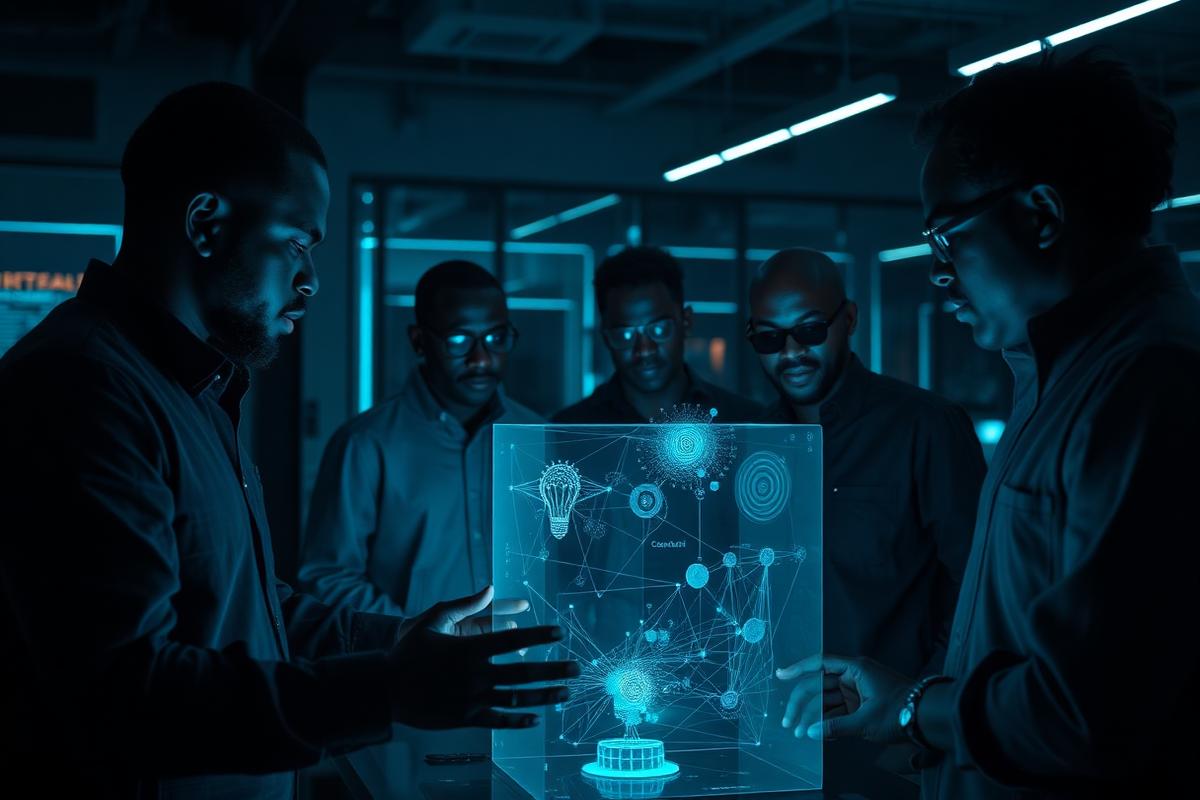 African startup founders and engineers collaborating on innovation research